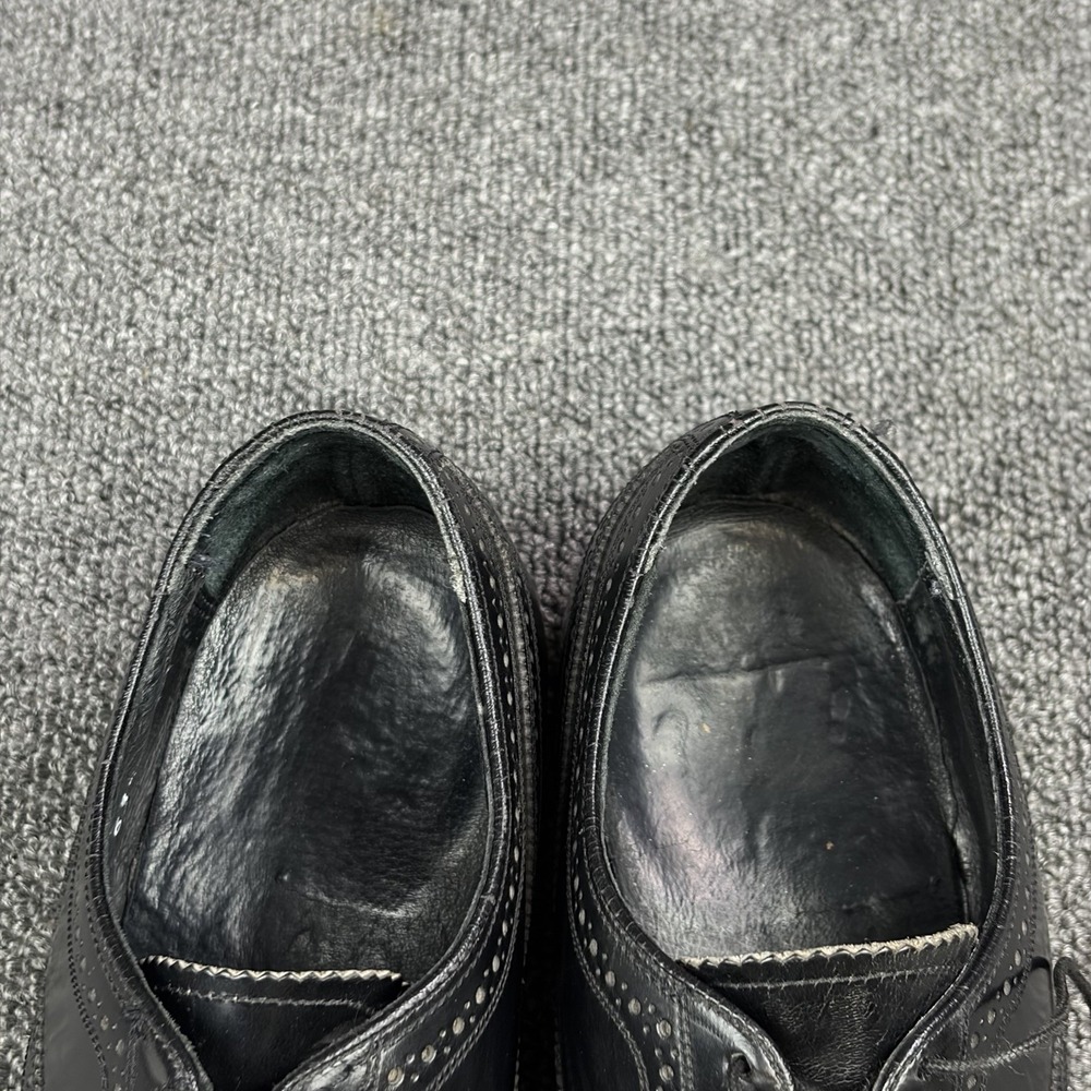 Vintage Florsheim Black Leather Full Brogue Wingtip Oxford Shoe Mens 9.5 C 20330 - Picture 8 of 11